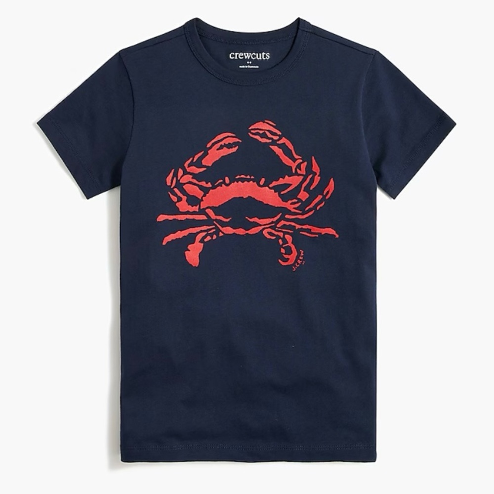J.Crew Factory Crewcuts Crab Tee (Navy/Red) Size S (6-7)